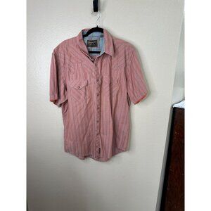 Wrangler Retro‎ Mens Pink Shirt XL snaps collared cotton button up short sleeve